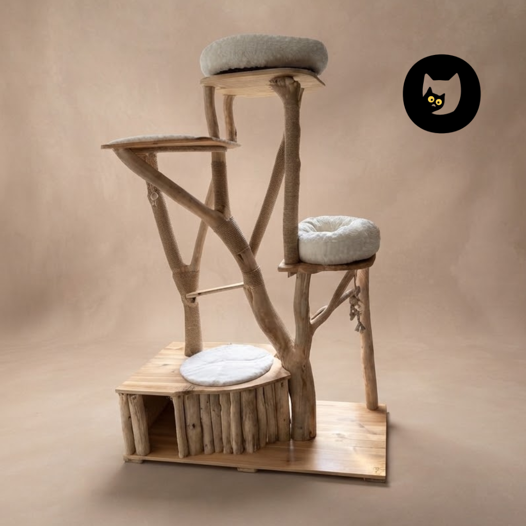 Arbre à chat Maine coon ou gros chat CH'ADORE n°11. création unique artisanal en bois