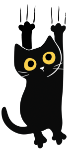 Chat noir mascotte Ch'adore griffe tronc bois design - Arbre à chat premium fabrication française