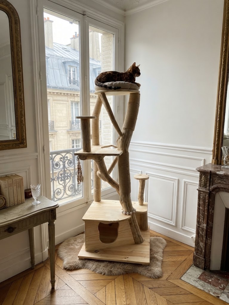 un arbre à chat d'extérieur Ch'ADORE en bois design durable lourd stable décoratif , luxe Lyon British