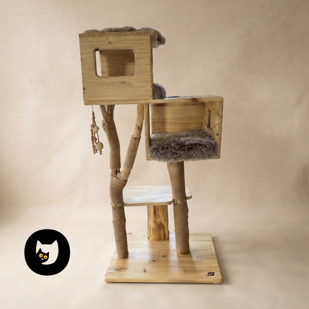 arbre à chat cabane ch'adore n° idéal pour les sphinx, en bois