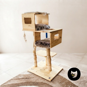 arbre à chat cabane ch'adore n° idéal pour les sphinx, en bois